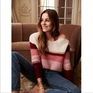 Sezane Tonia Jumper Sweater Strip Mohair Wool Blend S
